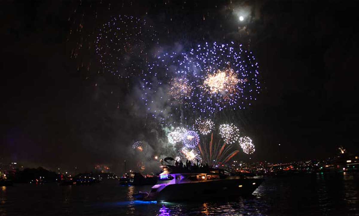 Sydney fireworks from the water